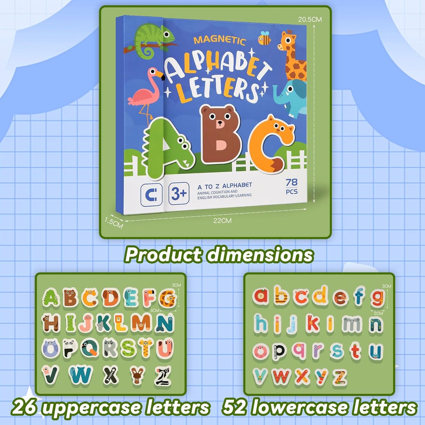 Magnetic Letters Learning Board for Kids