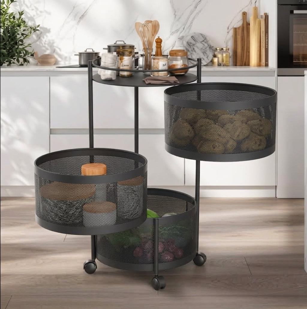 360° Rotating Multi-Tier Kitchen Storage Rack